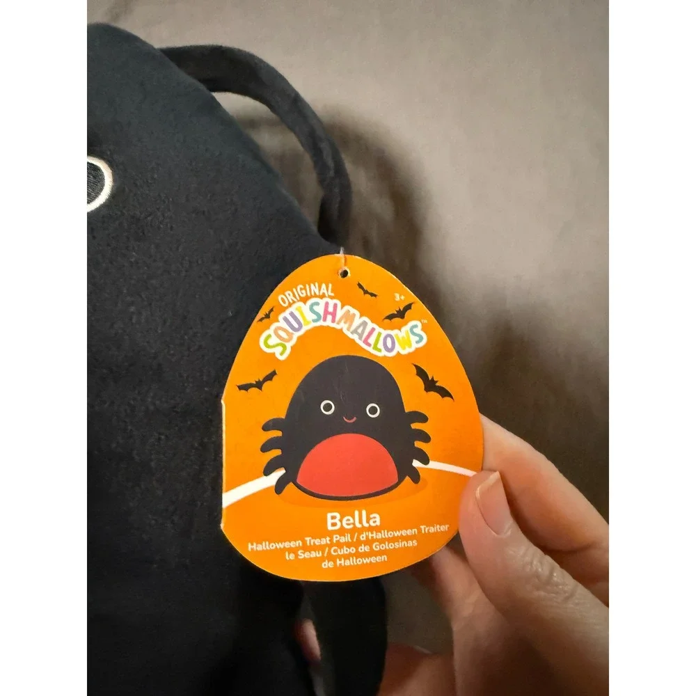 NWT Squishmallows Bella Spider Treat Pail Halloween Black Autumn Soft Stuffie